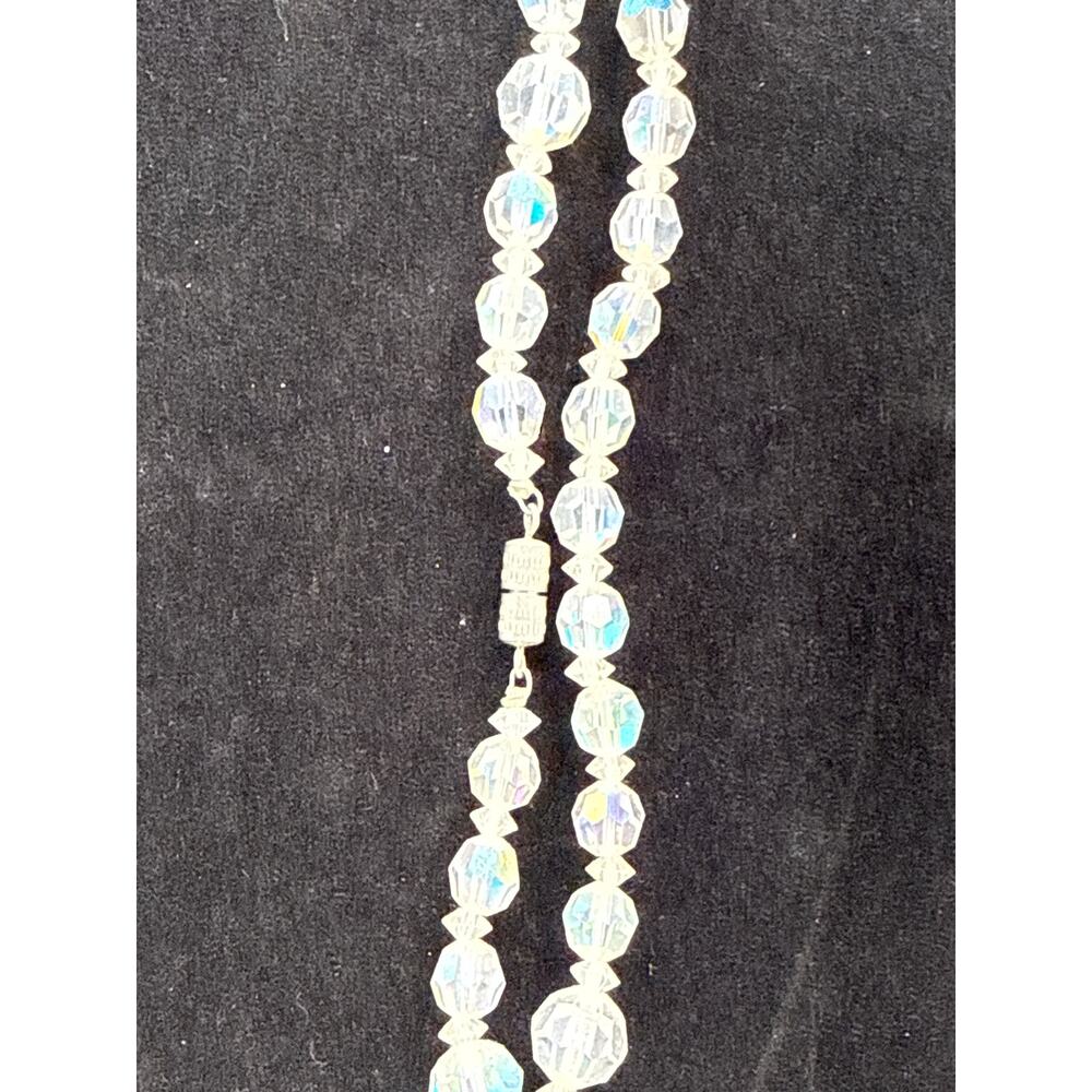 Vintage AB Aurora Borealis Crystal Double Strand Bead Necklace Statement Piece - Picture 3 of 5